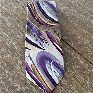 Clockworks Purple and Gold Abstract Tie